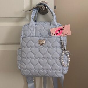 Luv Betsey Light Blue Heart Quilted Backpack
